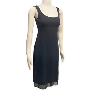 St John Evening Scoop Neck Sequin Twill Knit Sheath Dress Size 2 Made in USA